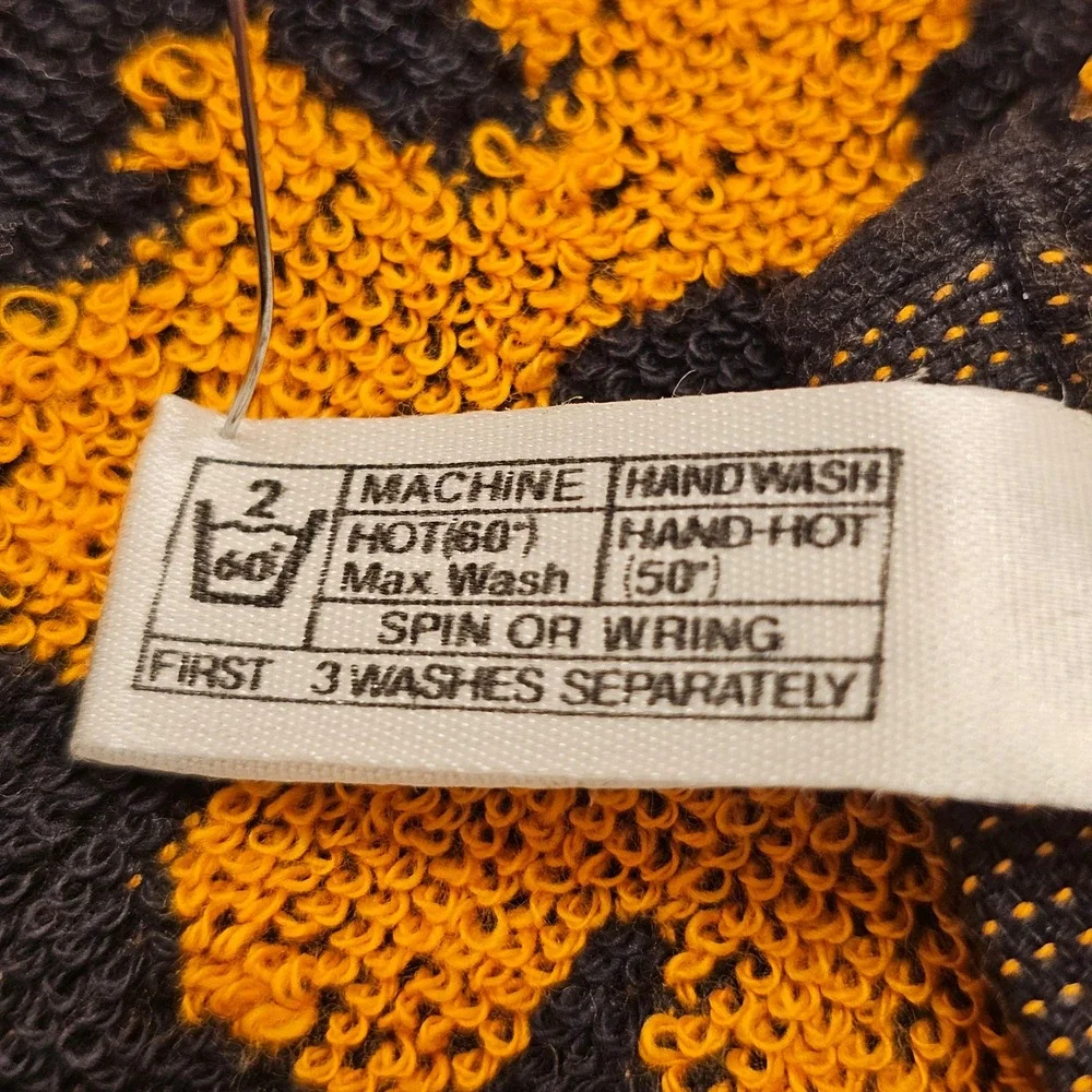 2 Vintage Orange Fruit Floral Cotton Hand Towel Black Orange Made in Portugal 19